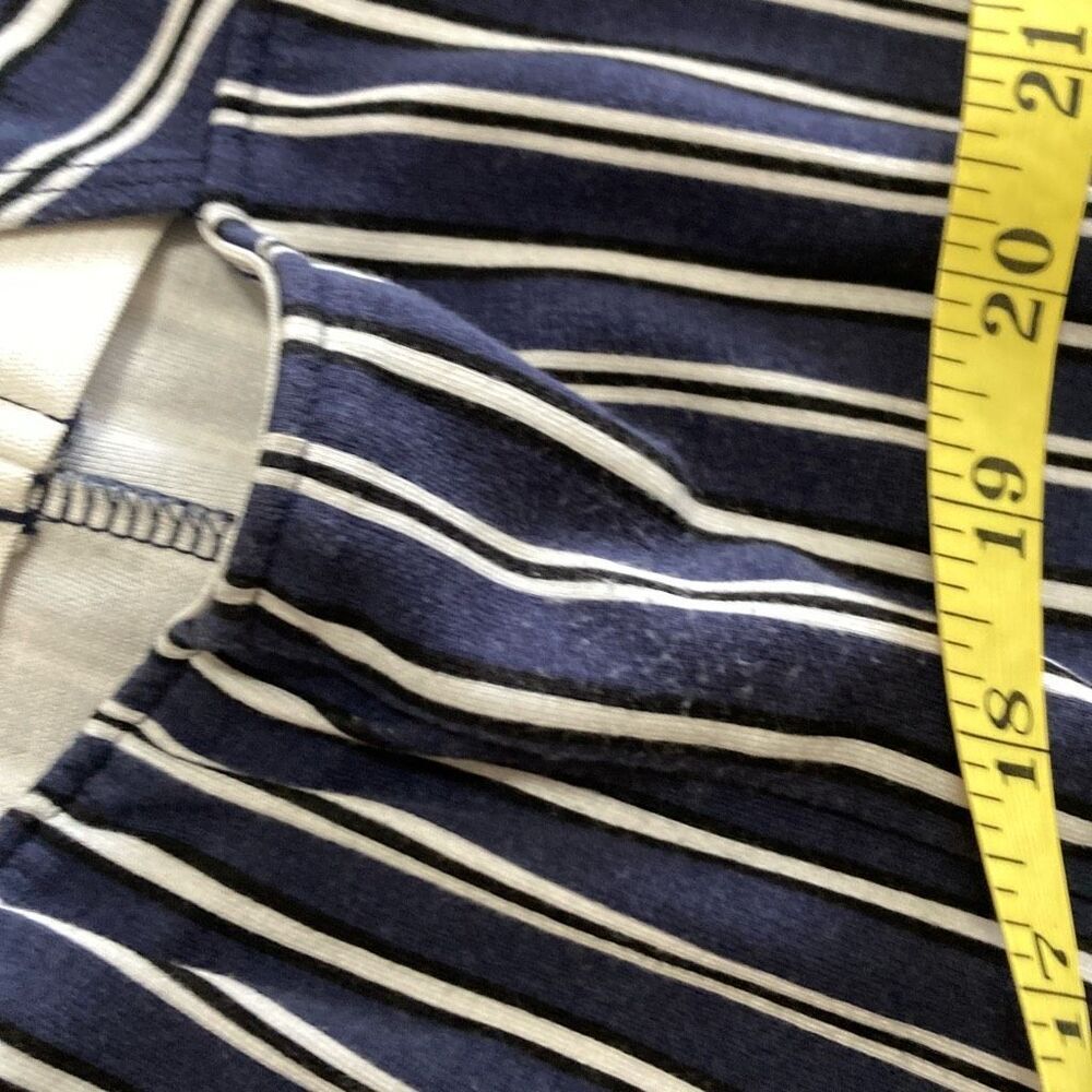 Navy Blue White Striped Cutout Front Knot Wide Leg Jumpsuit Womens Small - Picture 7 of 12